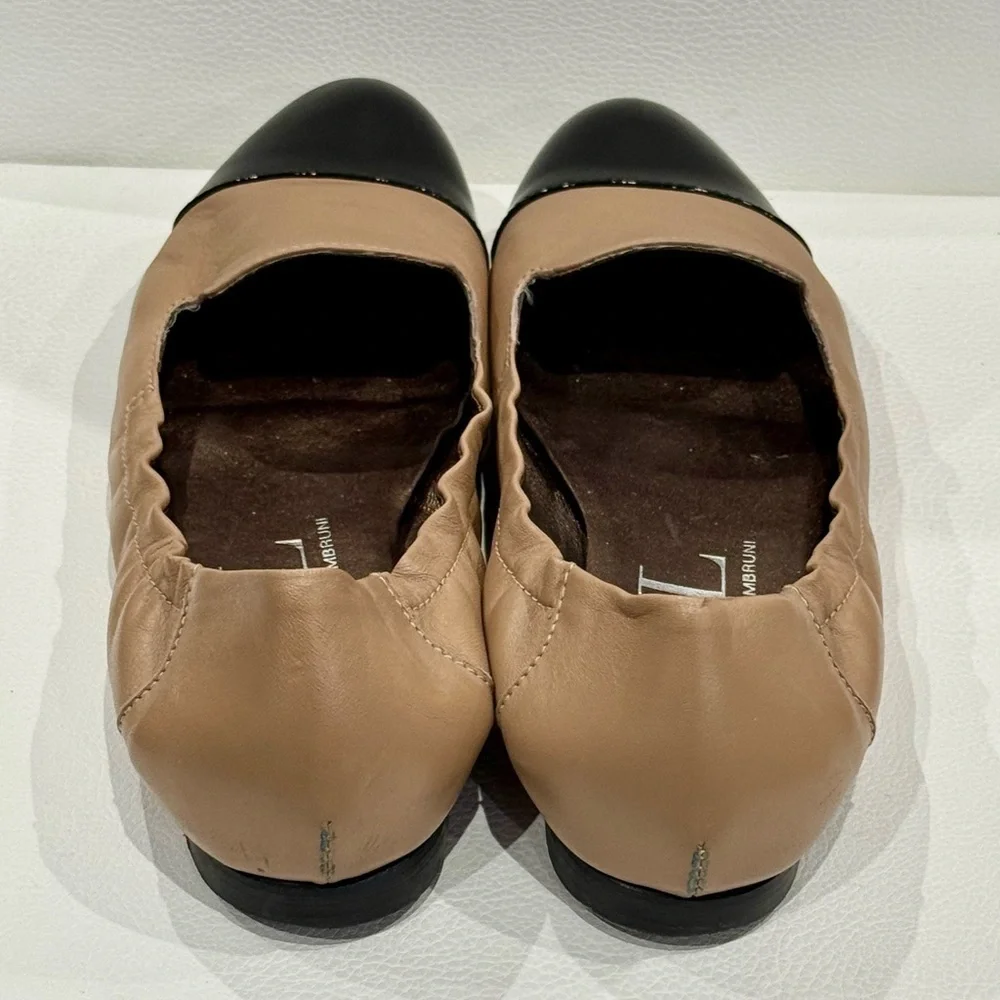 AGL ATTILIO GIUSTI LEOMBRUNI Cap Toe Ballet Flat Size 40 Patent Leather Beige